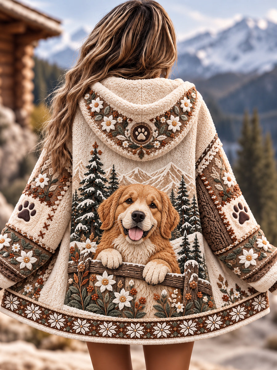 Women's Nordic Animals in Autumn and Winter Flannel Jacket