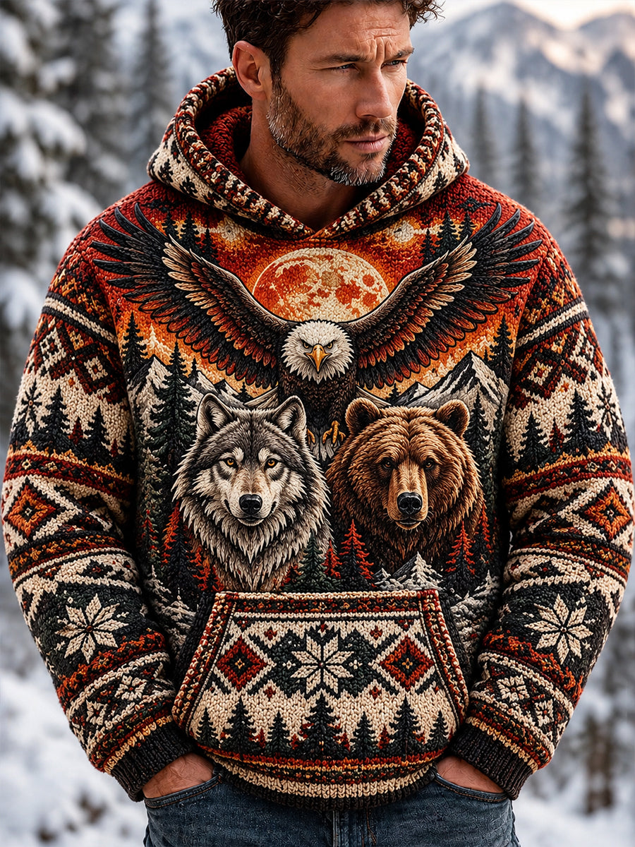 Men's Nordic Forest Animal Hoodie