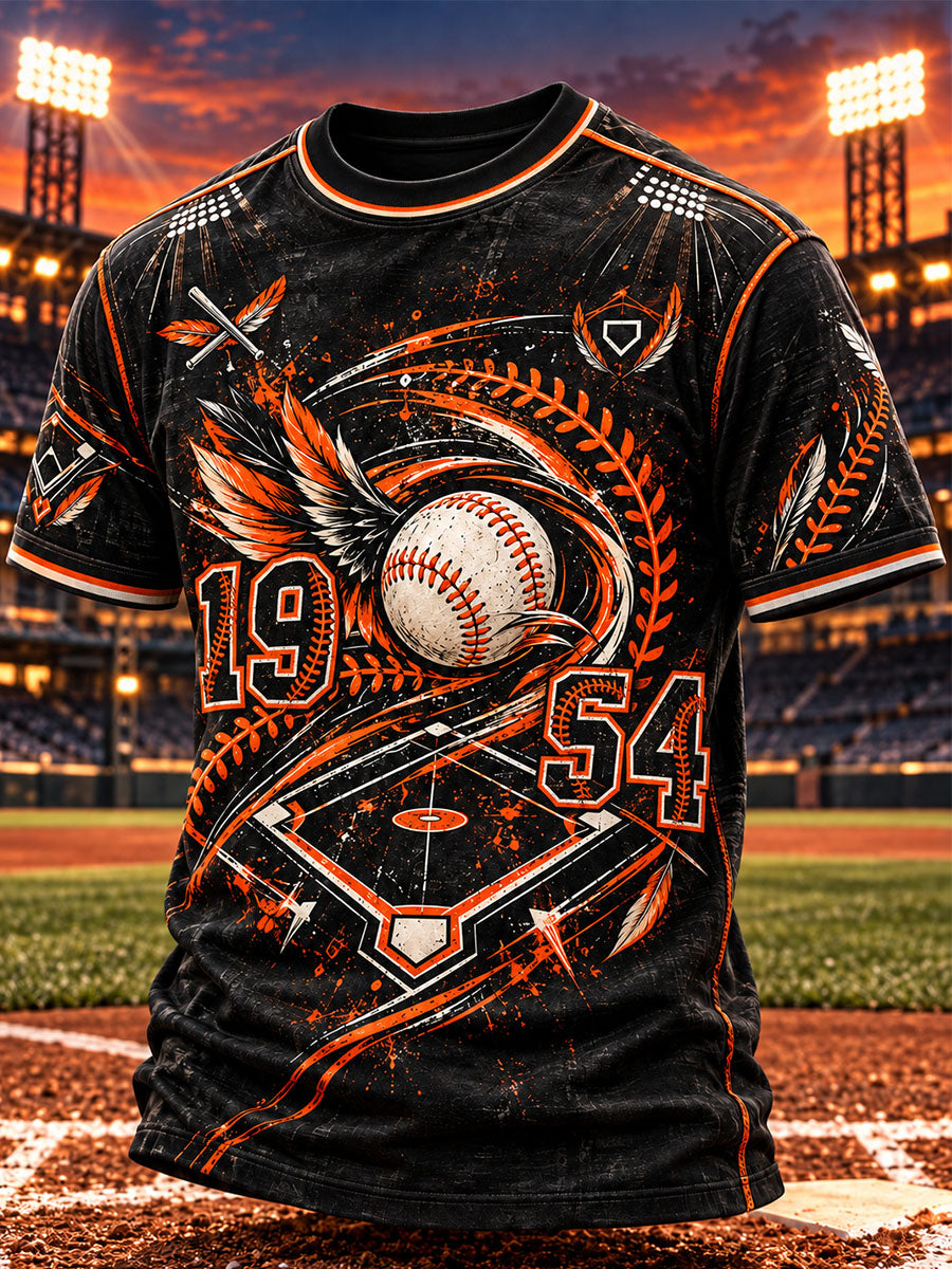 Men's American Baseball Baltimore Orioles Team Logo Crewneck T-Shirt