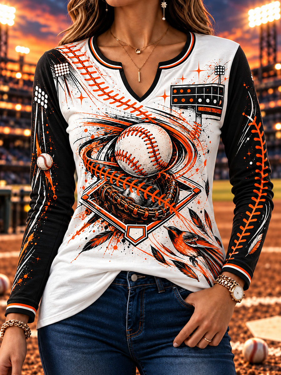 Women's Casual Patchwork V-Neck T-Shirt