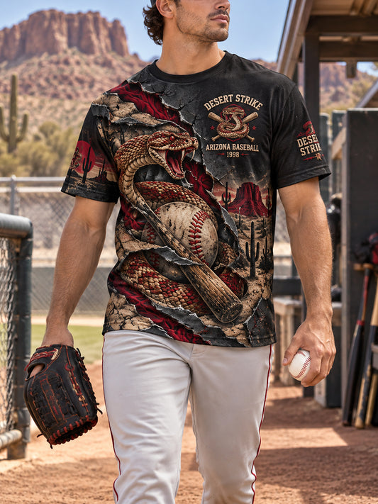 Men's Short-Sleeve T-Shirt With Baseball-Themed Print