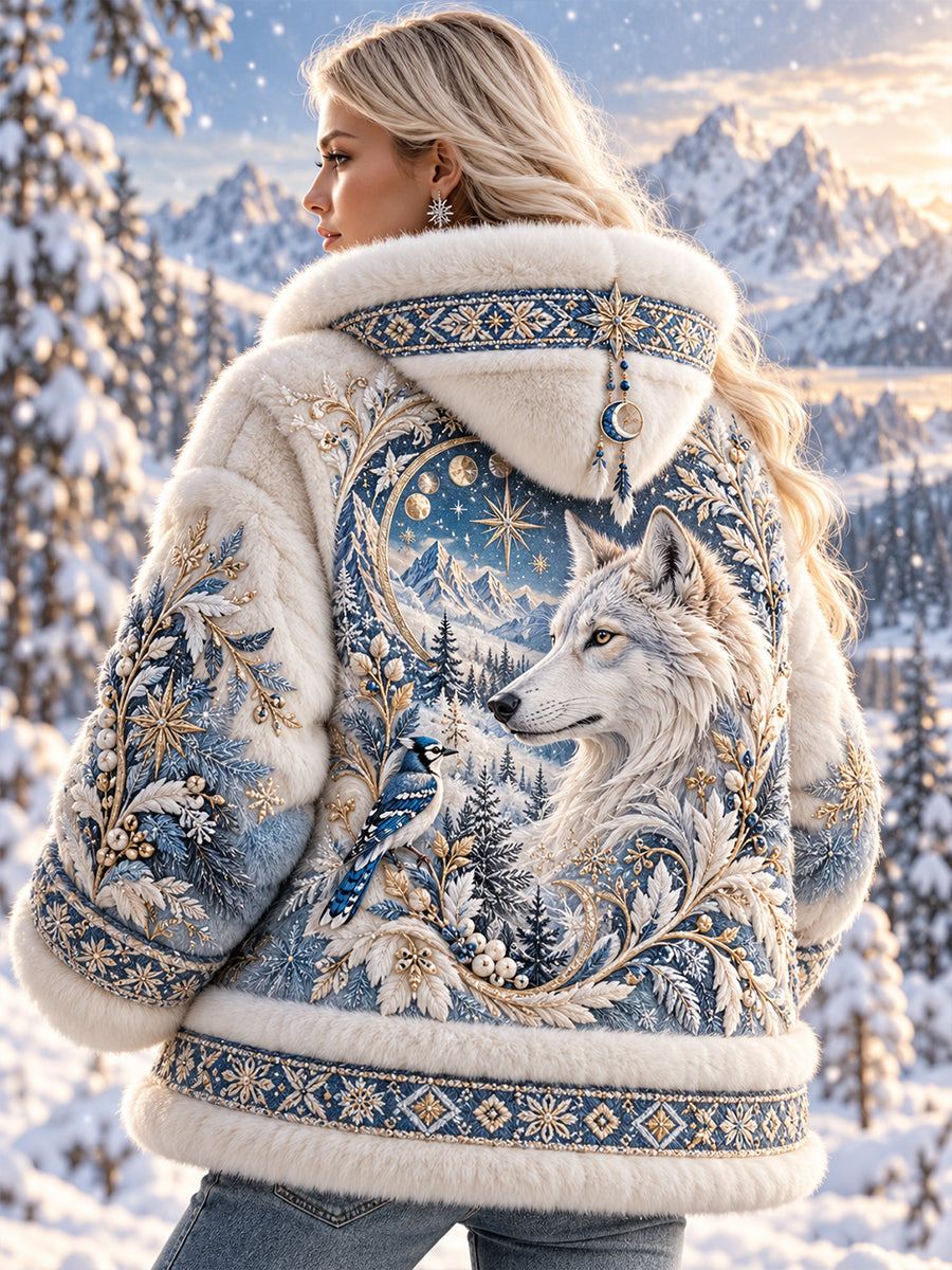 Women's Nordic Animals Flannel Coat