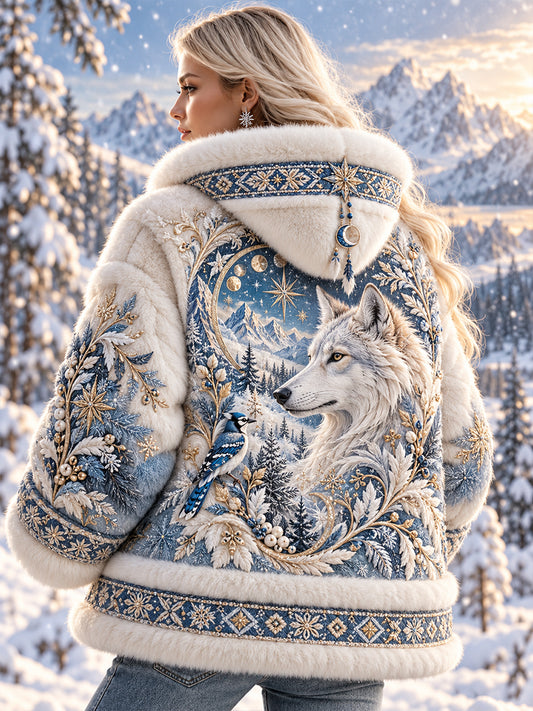 Women's Nordic Animals Flannel Coat
