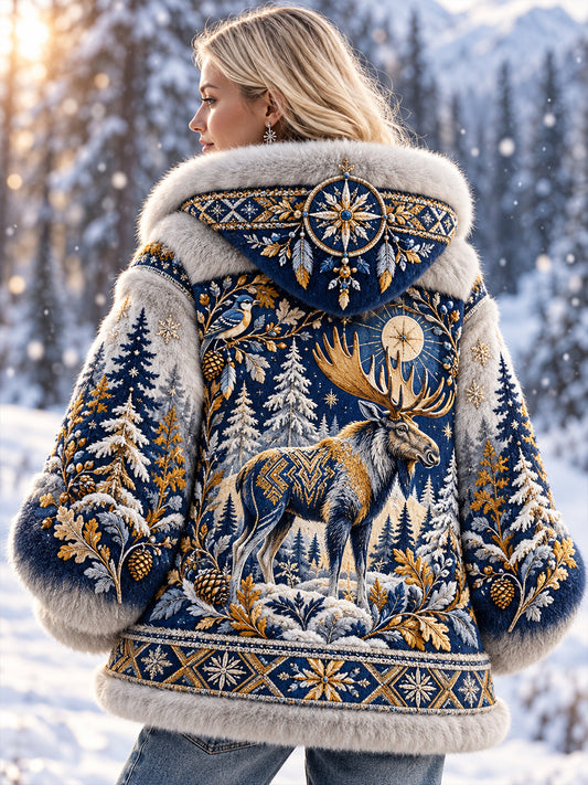 Women's Nordic Animals Flannel Coat
