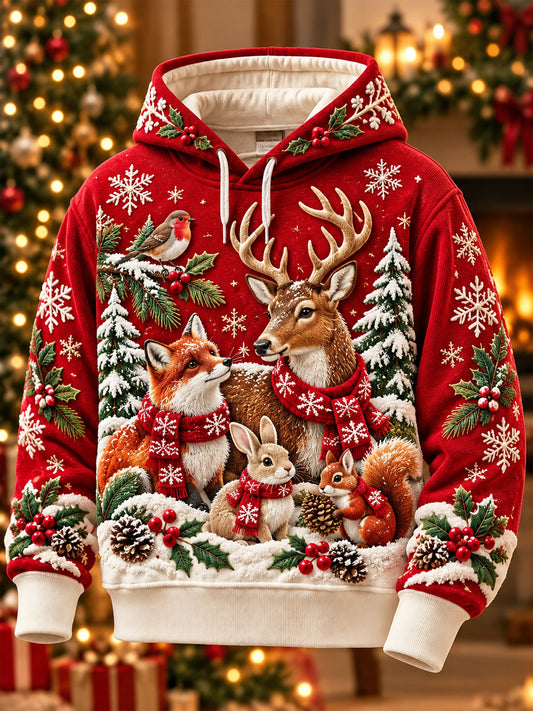 Men's Animal Christmas Oversized Drop-Shoulder Hoodie