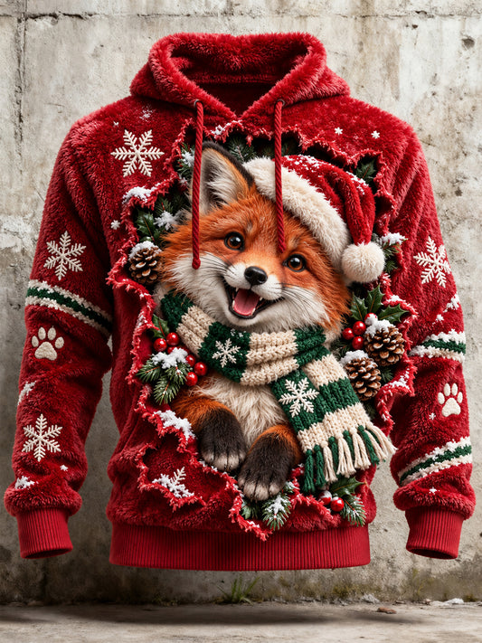 Men's Animal Christmas Flannel Hoodie