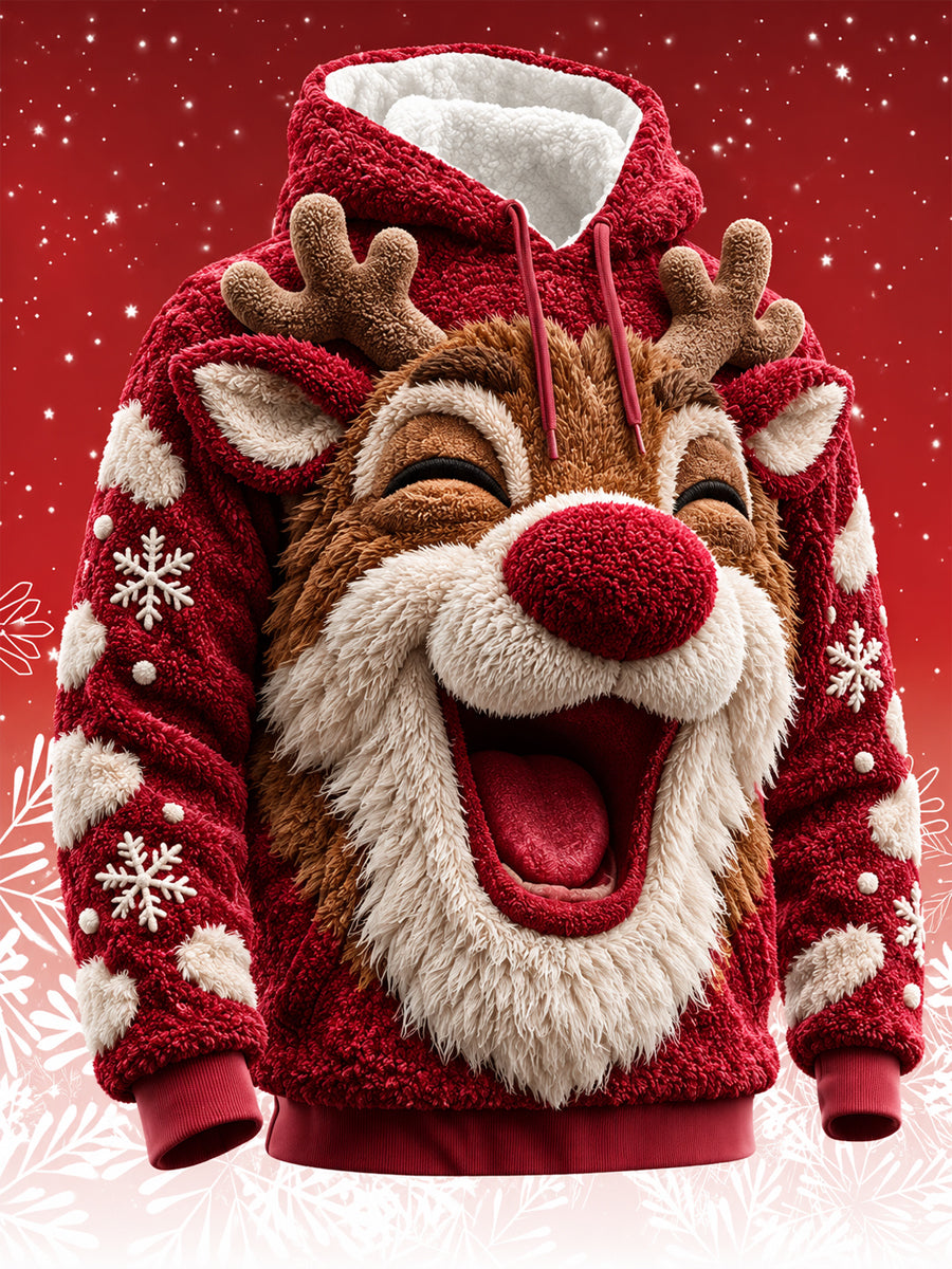 Men's Animal Christmas Flannel Hoodie