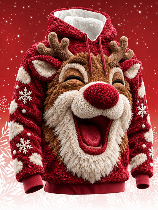 Men's Animal Christmas Flannel Hoodie