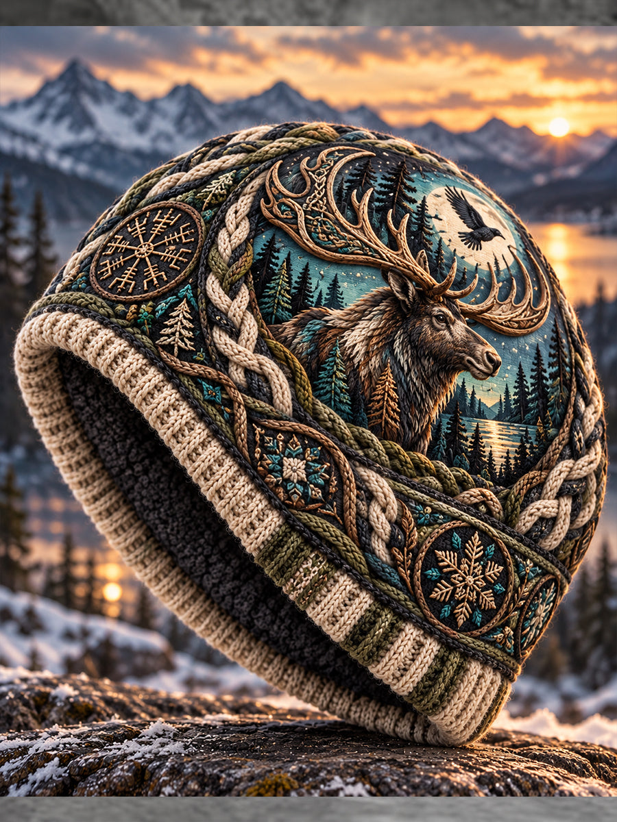 Unisex Nordic Animal Design Print Hat