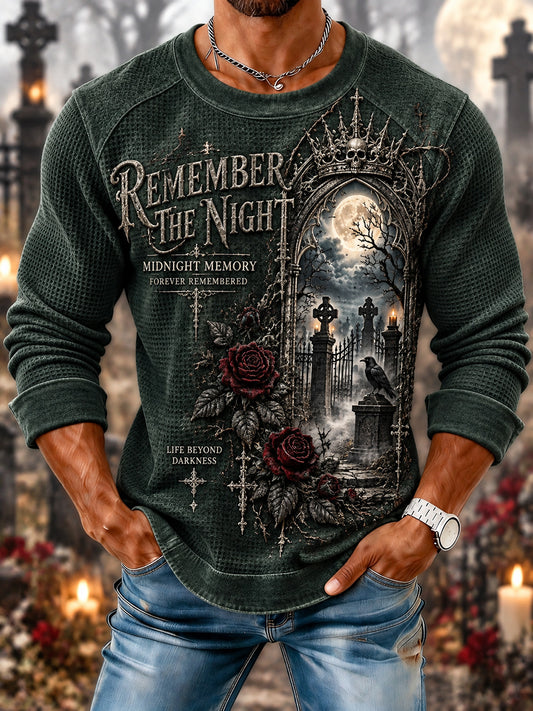Men's American Halloween Printed Crew-Neck Hoodie