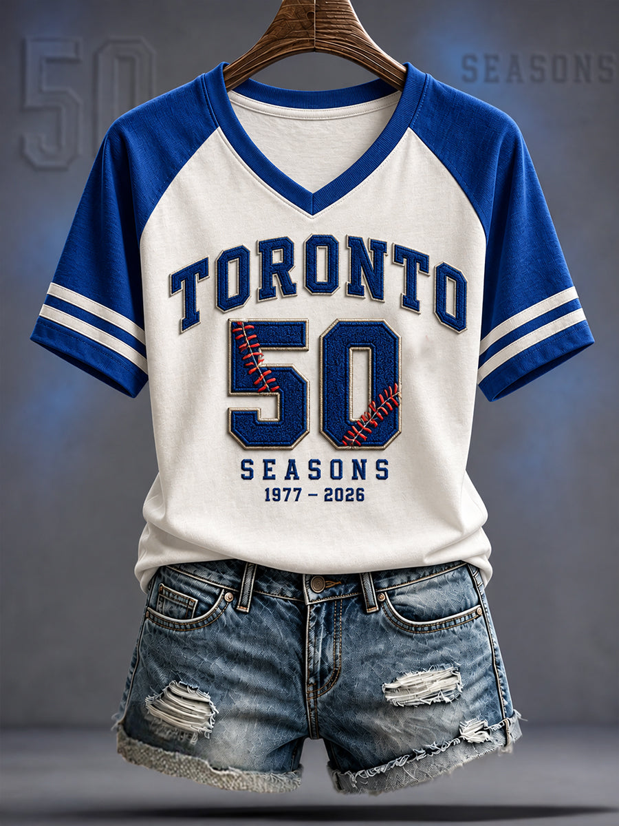 Women's 50 Seasons Toronto Baseball Lover Art Printed T-shirt