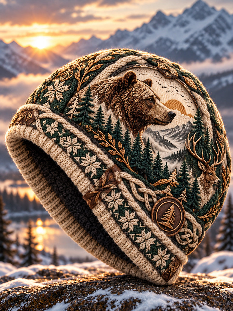 Unisex Nordic Animals Print Hat