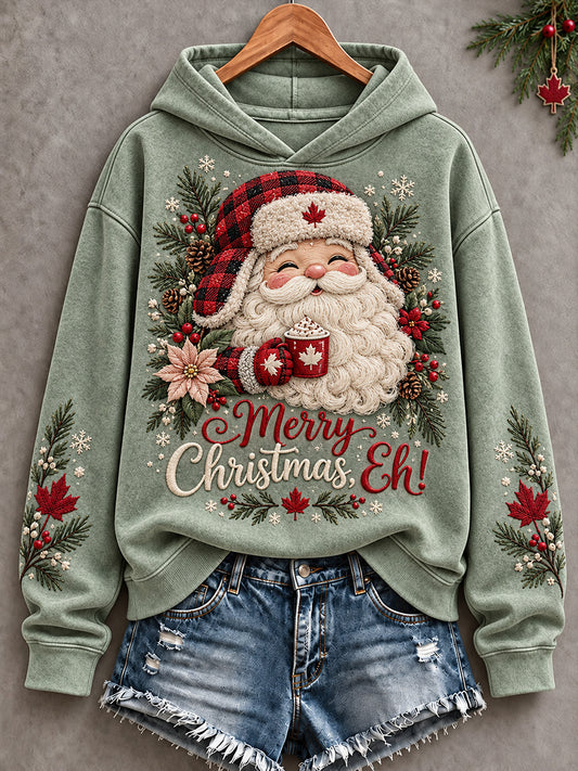 Women's Canada Christmas Art Printed Hoodie