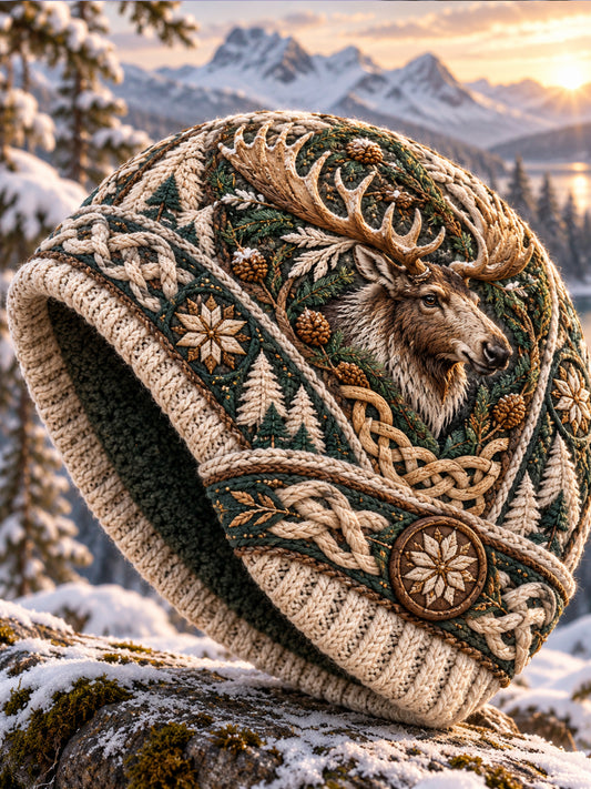 Unisex Nordic Animals In Autumn And Winter Print Hat