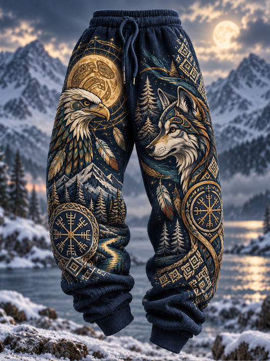 Men's Nordic Animals In Autumn And Winter Print Casual Sweatpants Trousers
