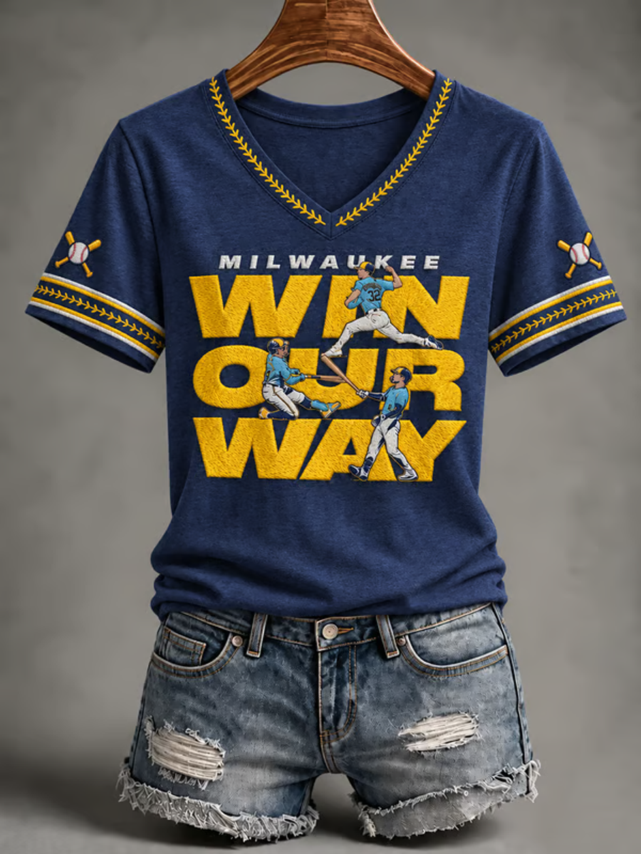 Women's Baseball Print short-sleeved T-shirt