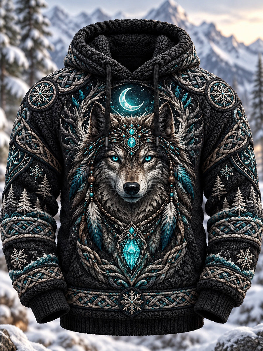 Men's Nordic Autumn And Winter Animals Hooded Imitation Sweater