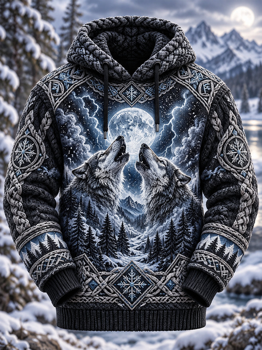Men's Nordic Autumn And Winter Animals Hooded Imitation Sweater