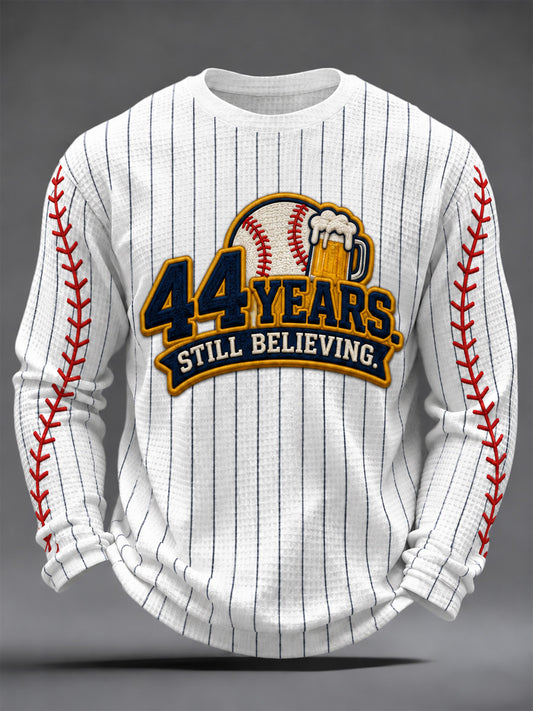 Men's Gift For Baseball Fans Print Waffle Long Sleeve Top