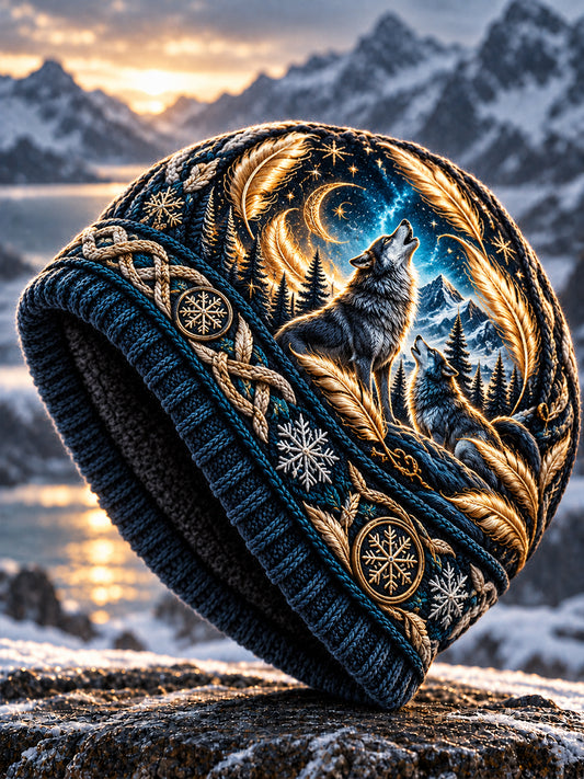 Unisex Nordic Autumn And Winter Animals Print Hat