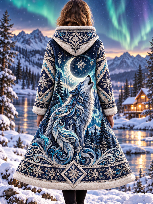 Women's  Nordic Autumn And Winter Animals Flannel Jacket