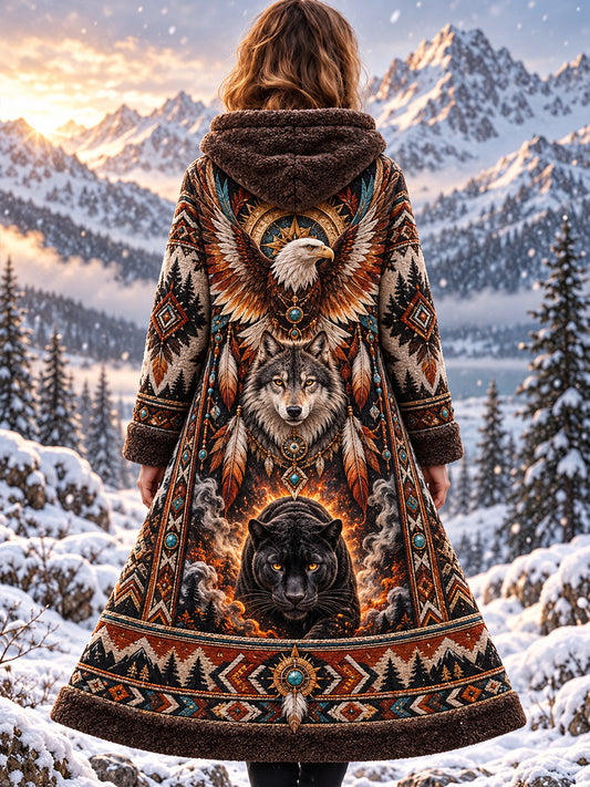 Women's  Nordic Autumn And Winter Animals Flannel Jacket