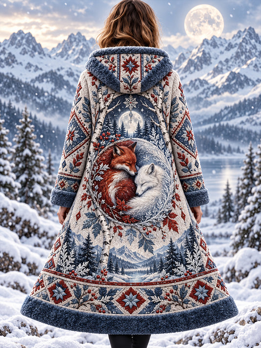 Women's  Nordic Autumn And Winter Animals Flannel Jacket
