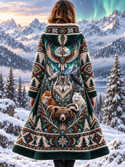 Women's  Nordic Autumn And Winter Animals Flannel Jacket
