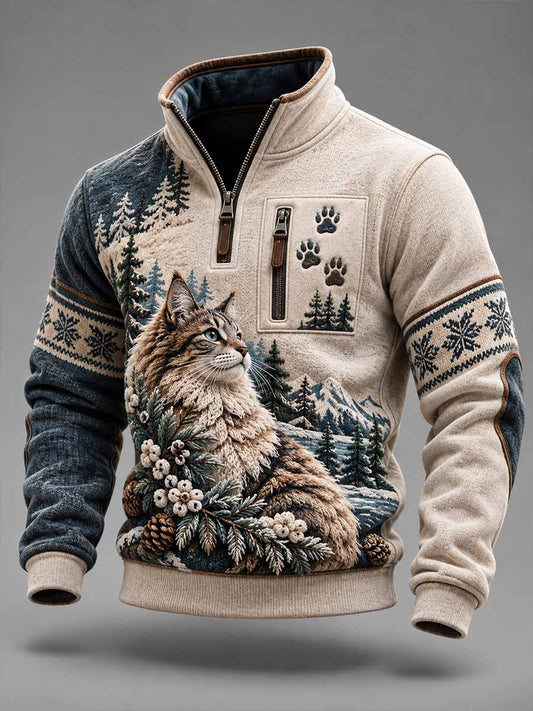 Men's Nordic Wolf Print Sweatshirt