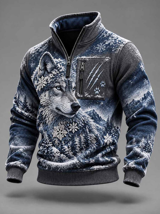 Men's Nordic Wolf Print Sweatshirt