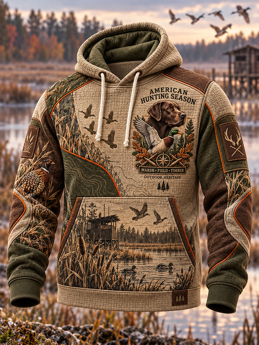Men's  Hunting Season In The United States Checkered Cotton Hoodie