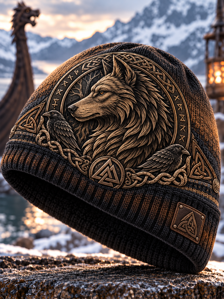 Viking Art Vintage Autumn And Winter Warm Cold Knitted Hat