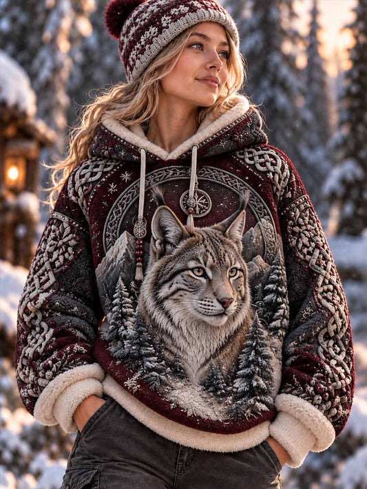 Women's Nordic Cat Pattern Print Hoodie