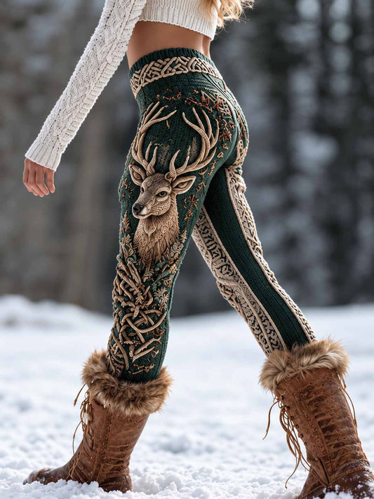 Women's Nordic Reindeer Print Leggings