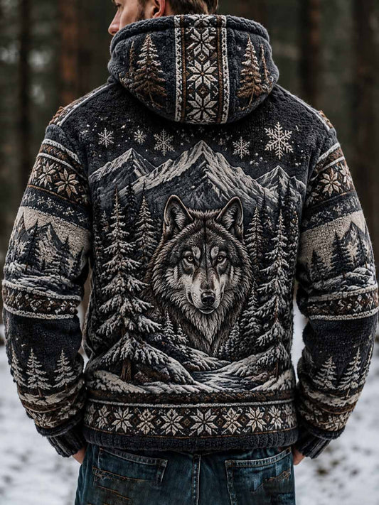 Men's Nordic Wolf Print Hoodie