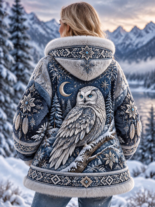 Lady's Nordic Autumn And Winter Animals Flannel Coat