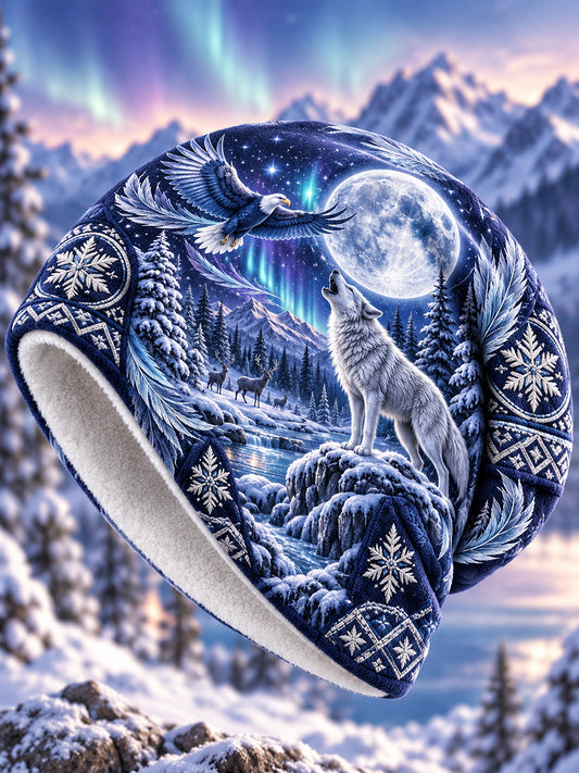 Northern Europe Animal Printed Fleece Hooded Cap