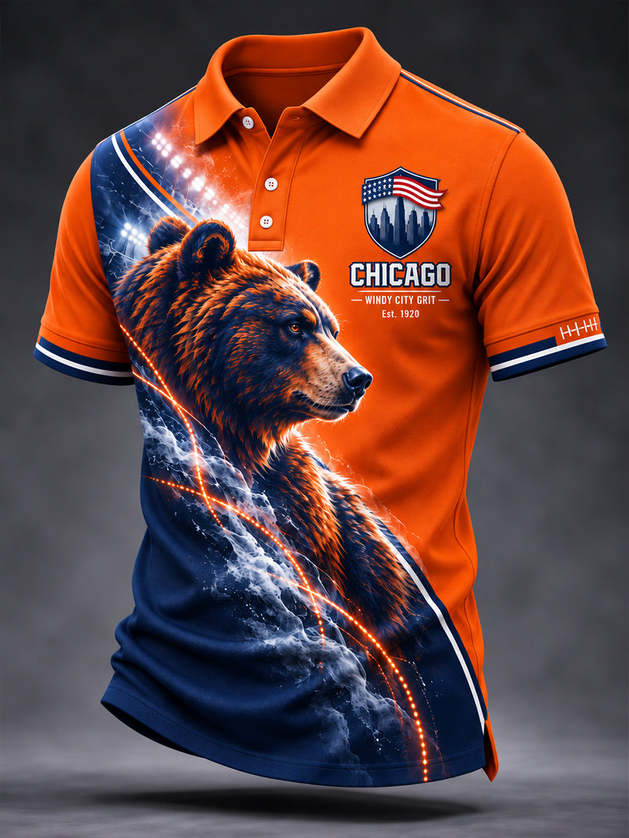 Men's American Football Chicago Bears Short Sleeve Polo Shirt