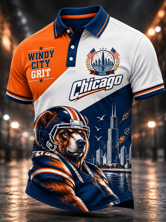 Men's American Football Chicago Bears Short Sleeve Polo Shirt