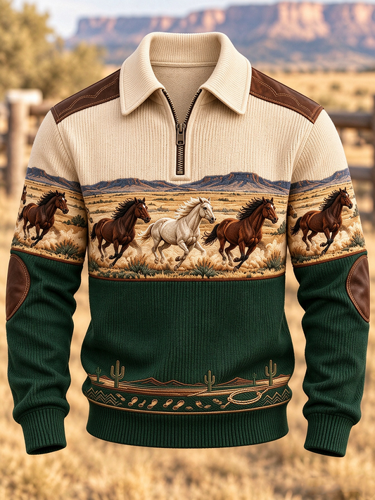 Men's Western Cowboy Culture Zip-Up Hoodie