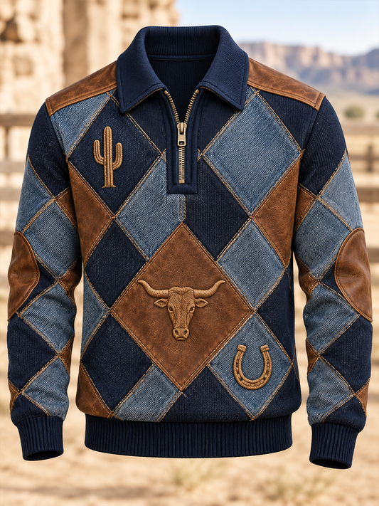 Men's Western Cowboy Culture Zip-Up Hoodie