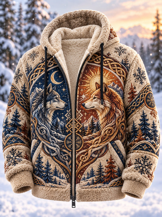 Men's Nordic Autumn And Winter Animals Flannel Jacket