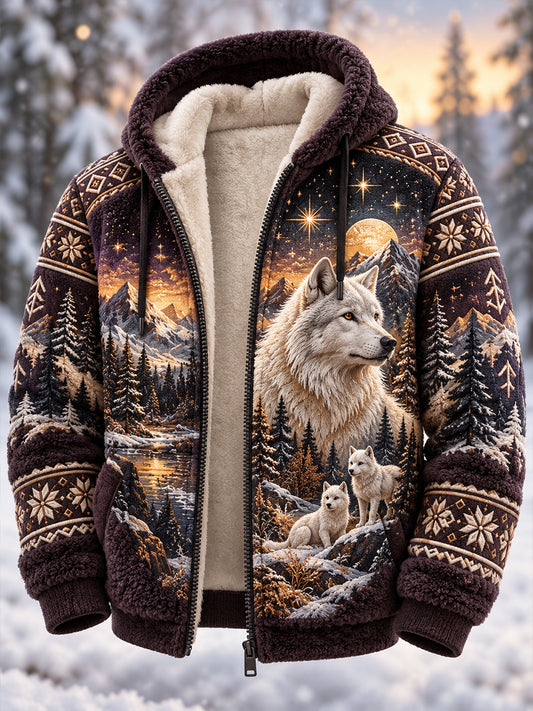 Men's Nordic Autumn And Winter Animals Flannel Jacket