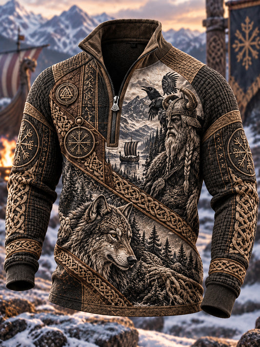Men's Viking Art Zip-Up Hoodie