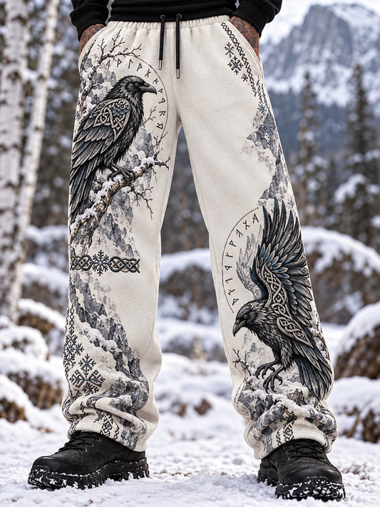 Men's Nordic Autumn Winter Viking Animals Pattern Printed Pants