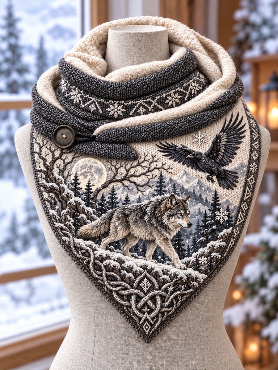 Nordic Autumn Winter Viking Animals Triangle Scarf