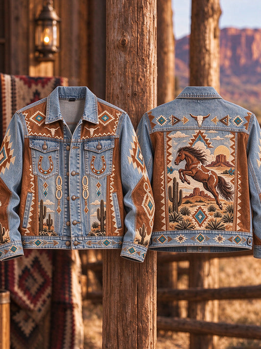 Men's Western Cowboy Art Heavyweight Jacket